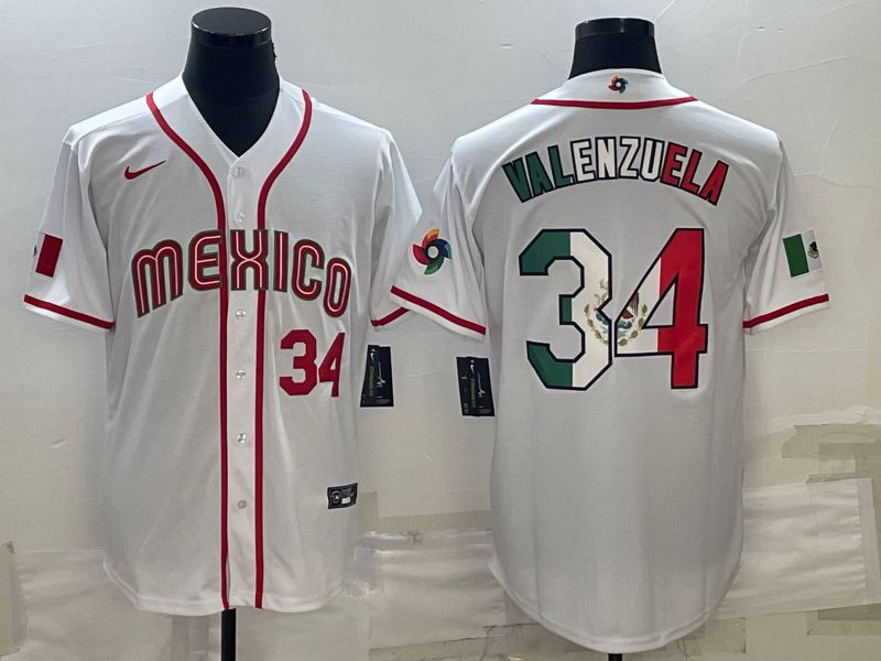 Men 2023 World Cub Mexico #34 Valenzuela White Nike MLB Jersey8